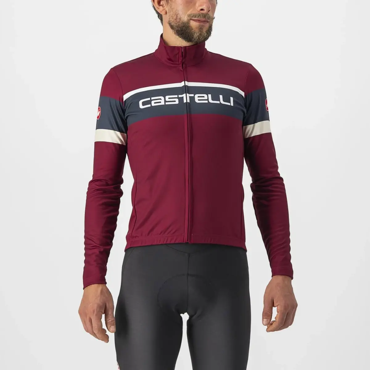 Castelli Passista Long Sleeve Jersey Bordeaux/Savile Blue-Ch